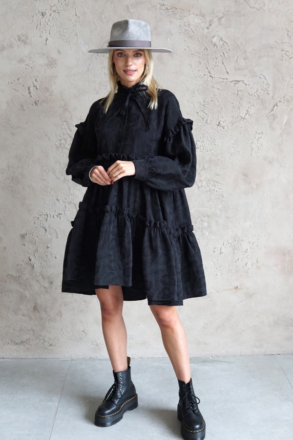 BLACK COTTON DRESS MALAGA