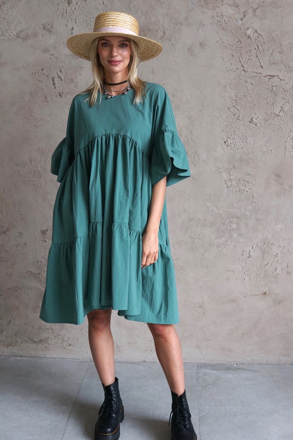 WIDE SILHOUETTE GREEN DRESS