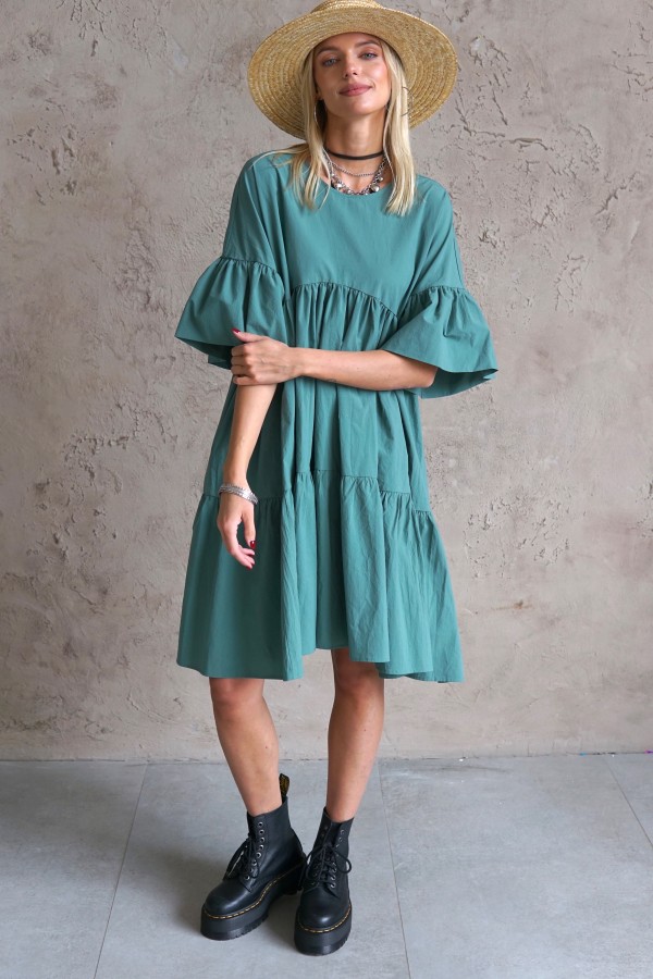 WIDE SILHOUETTE GREEN DRESS