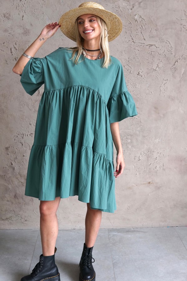 WIDE SILHOUETTE GREEN DRESS