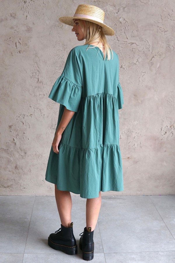 WIDE SILHOUETTE GREEN DRESS