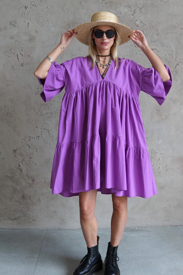 WIDE SILHOUETTE PURPLE DRESS