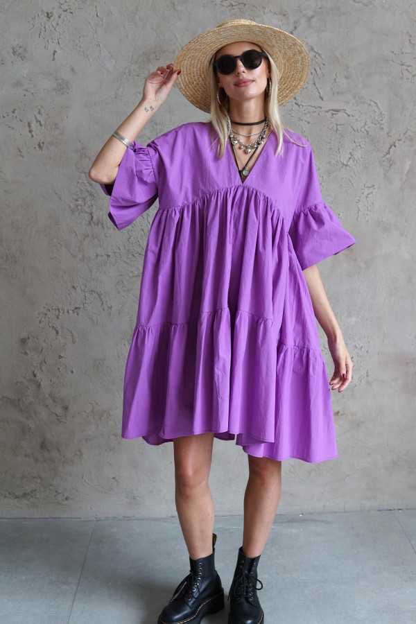 WIDE SILHOUETTE PURPLE DRESS