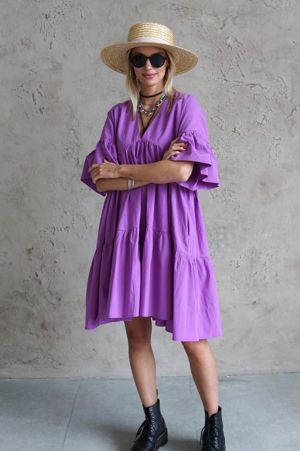 WIDE SILHOUETTE PURPLE DRESS