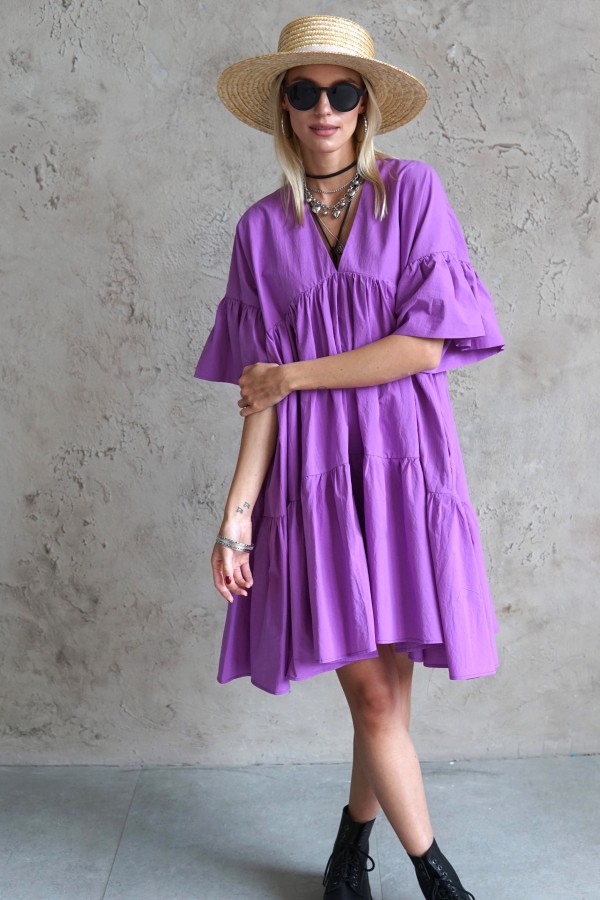 WIDE SILHOUETTE PURPLE DRESS