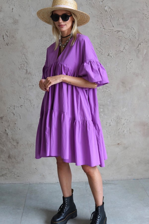 WIDE SILHOUETTE PURPLE DRESS