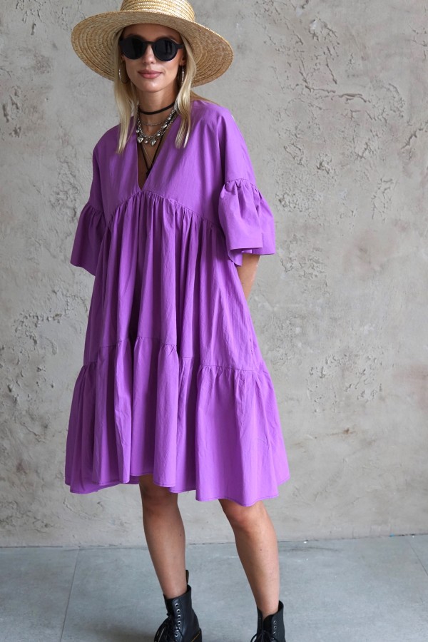 WIDE SILHOUETTE PURPLE DRESS