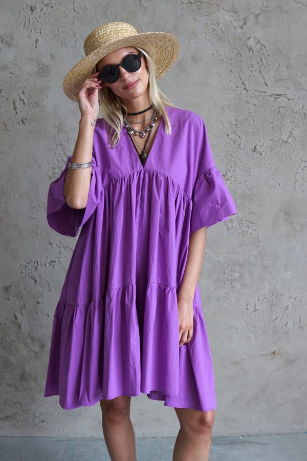 WIDE SILHOUETTE PURPLE DRESS