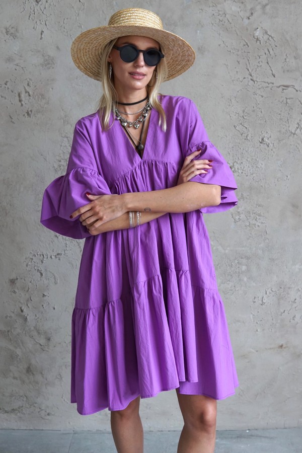 WIDE SILHOUETTE PURPLE DRESS