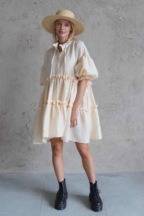 light dress with puff sleeves