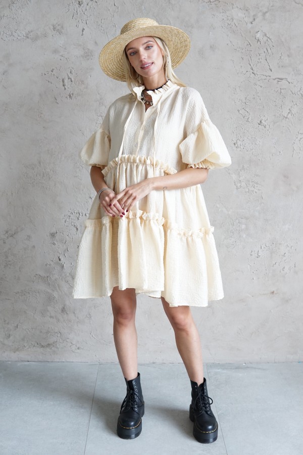 light dress with puff sleeves