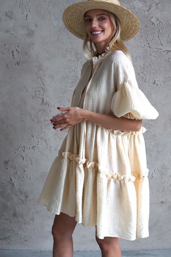 light dress with puff sleeves