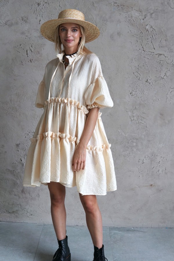 light dress with puff sleeves