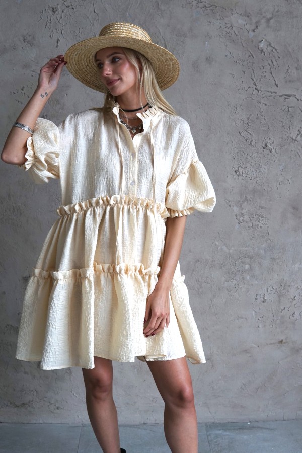 light dress with puff sleeves