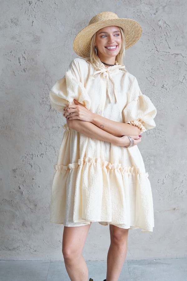 light dress with puff sleeves