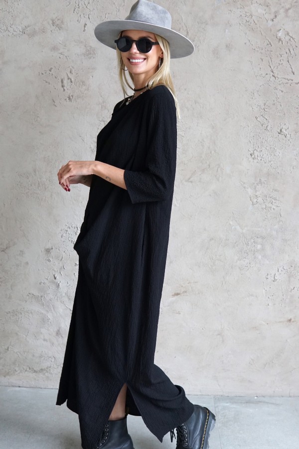 LONG COTTON DRESS  WITH 3/4 SLEEVES