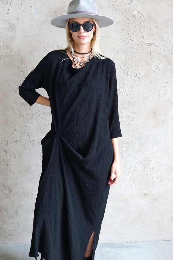 LONG COTTON DRESS  WITH 3/4 SLEEVES