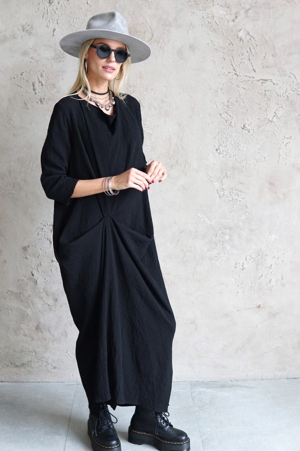 LONG COTTON DRESS  WITH 3/4 SLEEVES