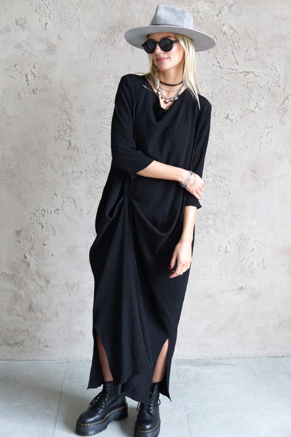 LONG COTTON DRESS  WITH 3/4 SLEEVES