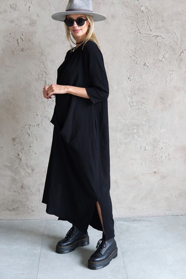 LONG COTTON DRESS  WITH 3/4 SLEEVES