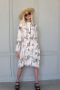 White flowery dress, white long sleeve dress