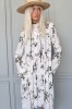 White flowery dress, white long sleeve dress