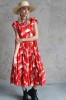 RED VISCOSE DRESS 