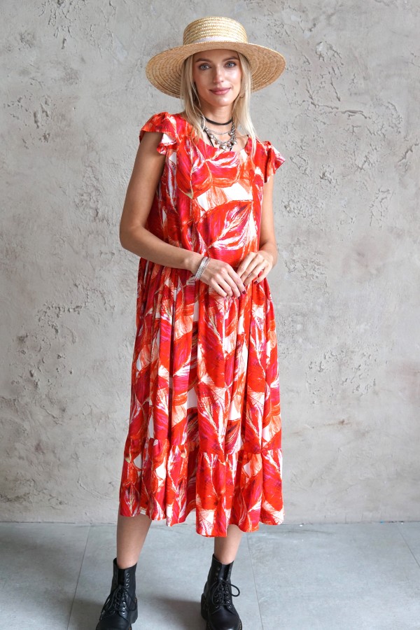 RED VISCOSE DRESS 