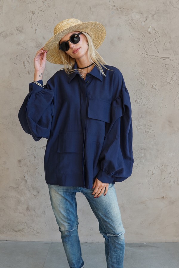 BLUE VISCOSE SHIRT FOR WOMEN 