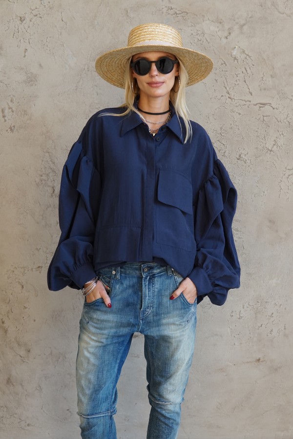 BLUE VISCOSE SHIRT FOR WOMEN 