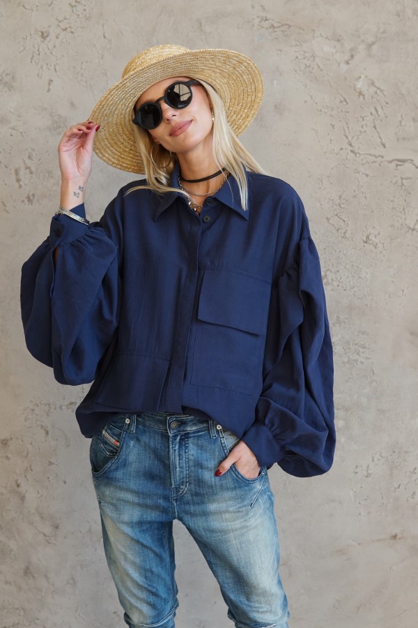 BLUE VISCOSE SHIRT FOR WOMEN 