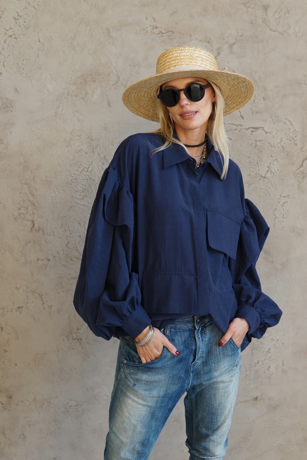 BLUE VISCOSE SHIRT FOR WOMEN 