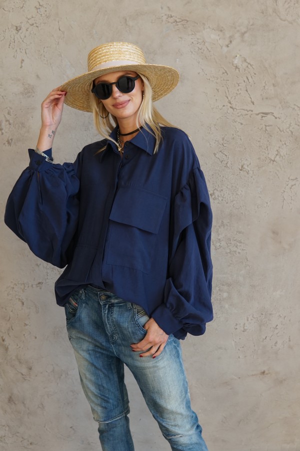 BLUE VISCOSE SHIRT FOR WOMEN 