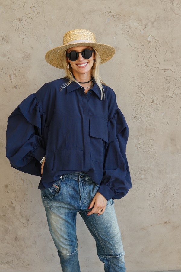 BLUE VISCOSE SHIRT FOR WOMEN 