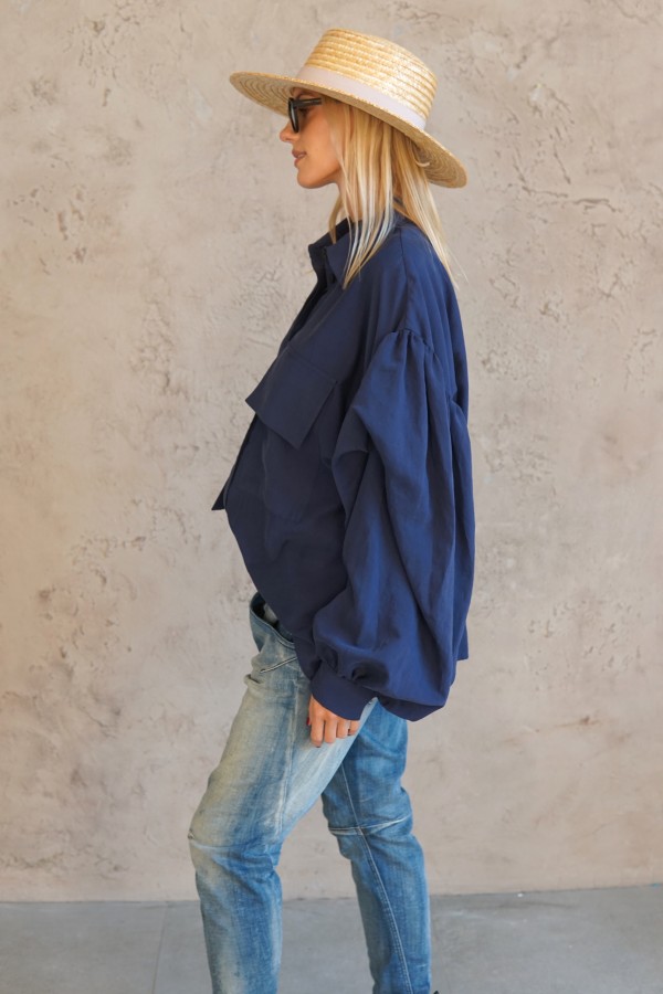 BLUE VISCOSE SHIRT FOR WOMEN 