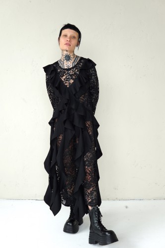 LACE DRESS WITH RUFFLES 