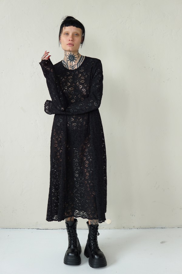BLACK IRISH LACE DRESS 
