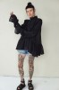 STYLISH BLACK BLOUSE WITH WIDE SLEEVES