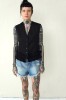 BLACK WOOL VEST WITH DETAILS 