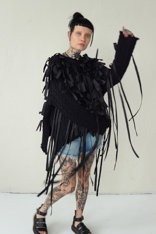 AVANT GARDE UNIQUE SWEATER WITH LONG STRIPES