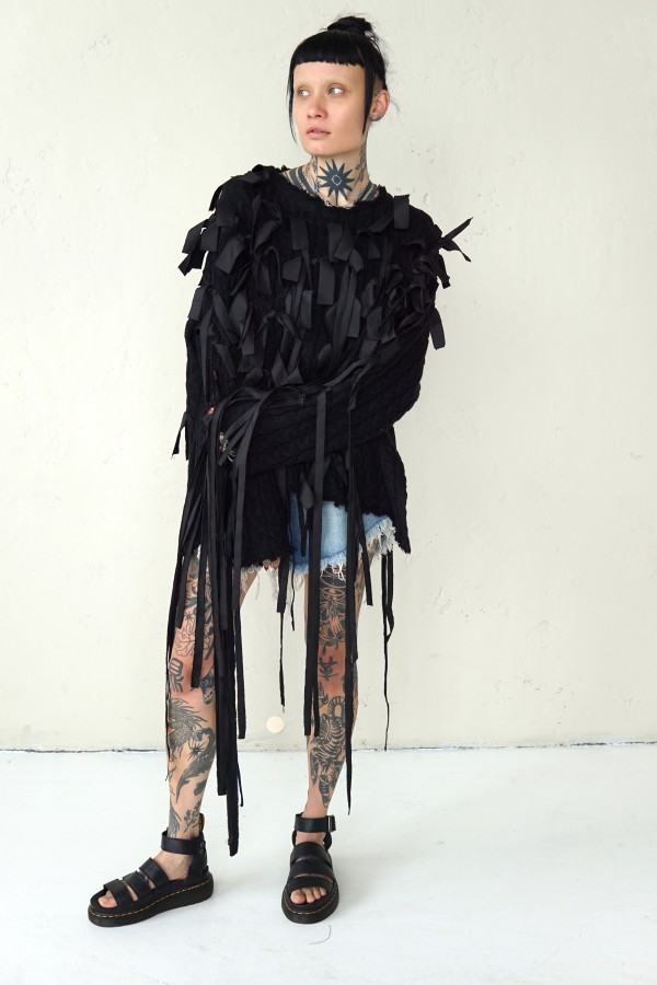 AVANT GARDE UNIQUE SWEATER WITH LONG STRIPES