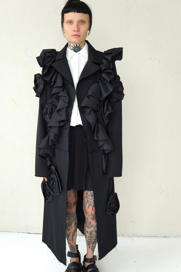 LONG COAT WITH DECORATIVE DETAILS 