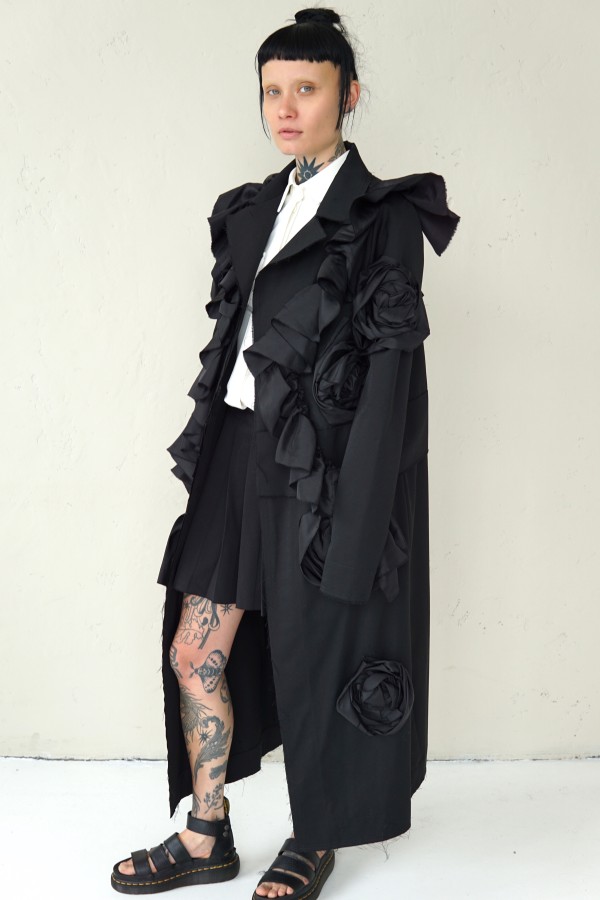 LONG COAT WITH DECORATIVE DETAILS 