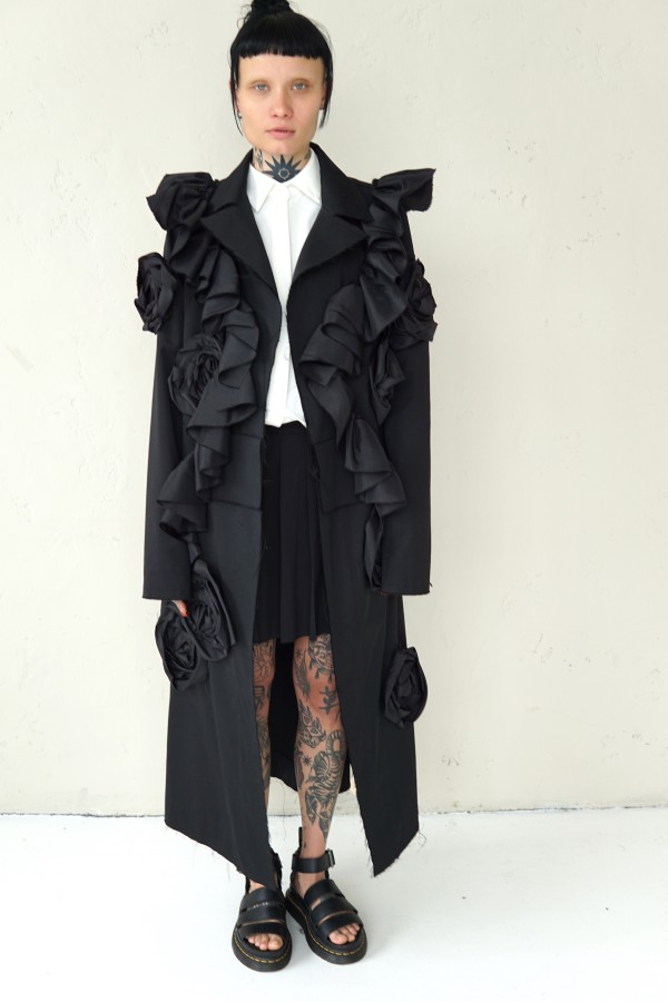 LONG COAT WITH DECORATIVE DETAILS 