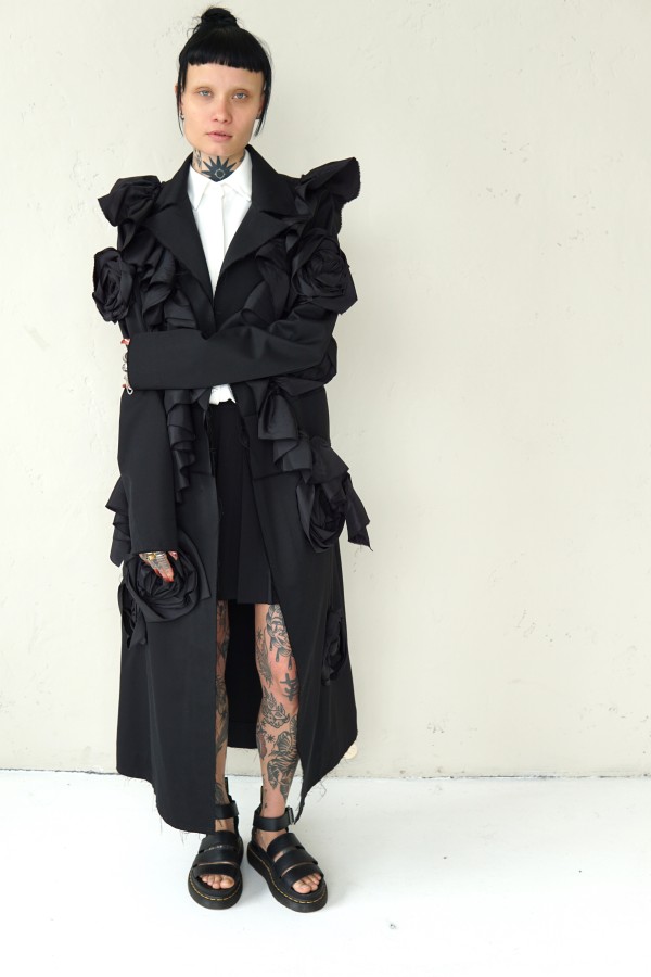 LONG COAT WITH DECORATIVE DETAILS 