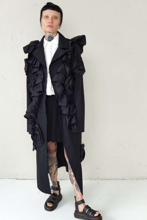 LONG COAT WITH DECORATIVE DETAILS 