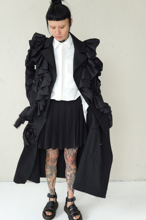 LONG COAT WITH DECORATIVE DETAILS 