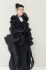 SPECIAL BLACK AVANT-GARDE LONG COAT WITH DETAILS