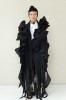 SPECIAL BLACK AVANT-GARDE LONG COAT WITH DETAILS