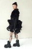 SPECIAL BLACK AVANT-GARDE COAT WITH DETAILS